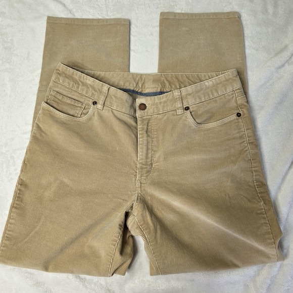 LL Bean Pants Womens 10 Petite Beige Tan Corduroy Favorite Fit Straight Leg - Picture 1 of 14